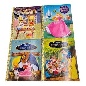 Disney Little Golden Books Lot Hard Cover Princess Cinderella Beauty Belle Snow